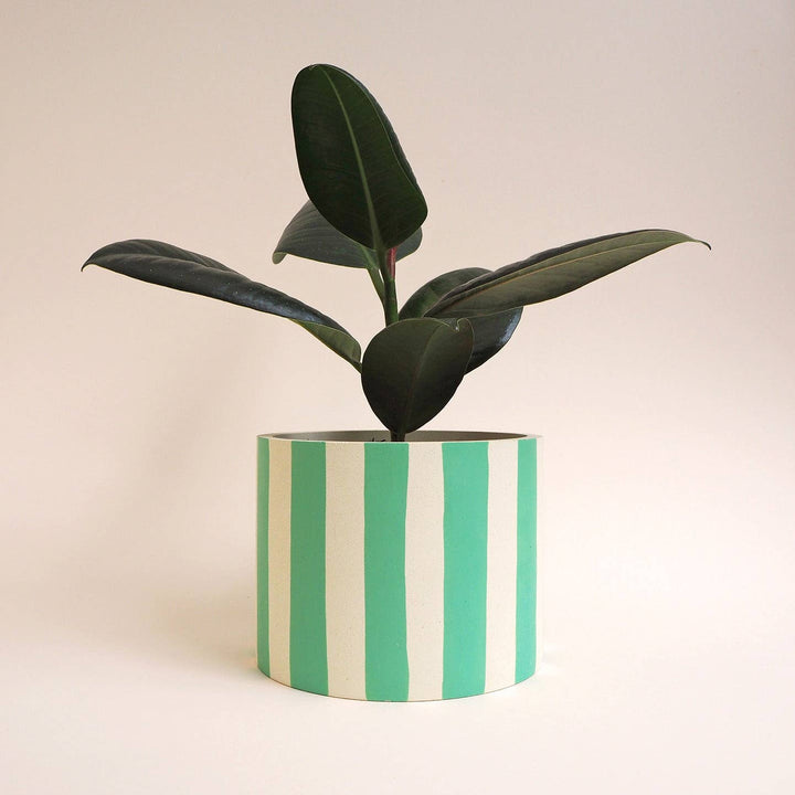 Mint Stripes Jesmonite Topf