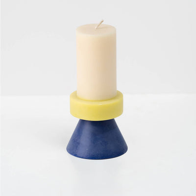 STACK CANDLE TALL - WHITE / YELLOW / BLUE