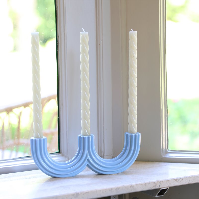 Candle holder churros light blue