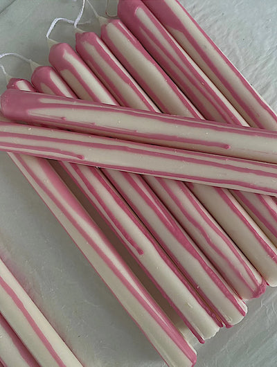 Pink Abstract Drip Candles Set. Vegan, Soy.