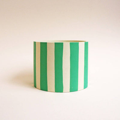 Mint Stripes Jesmonite Pot