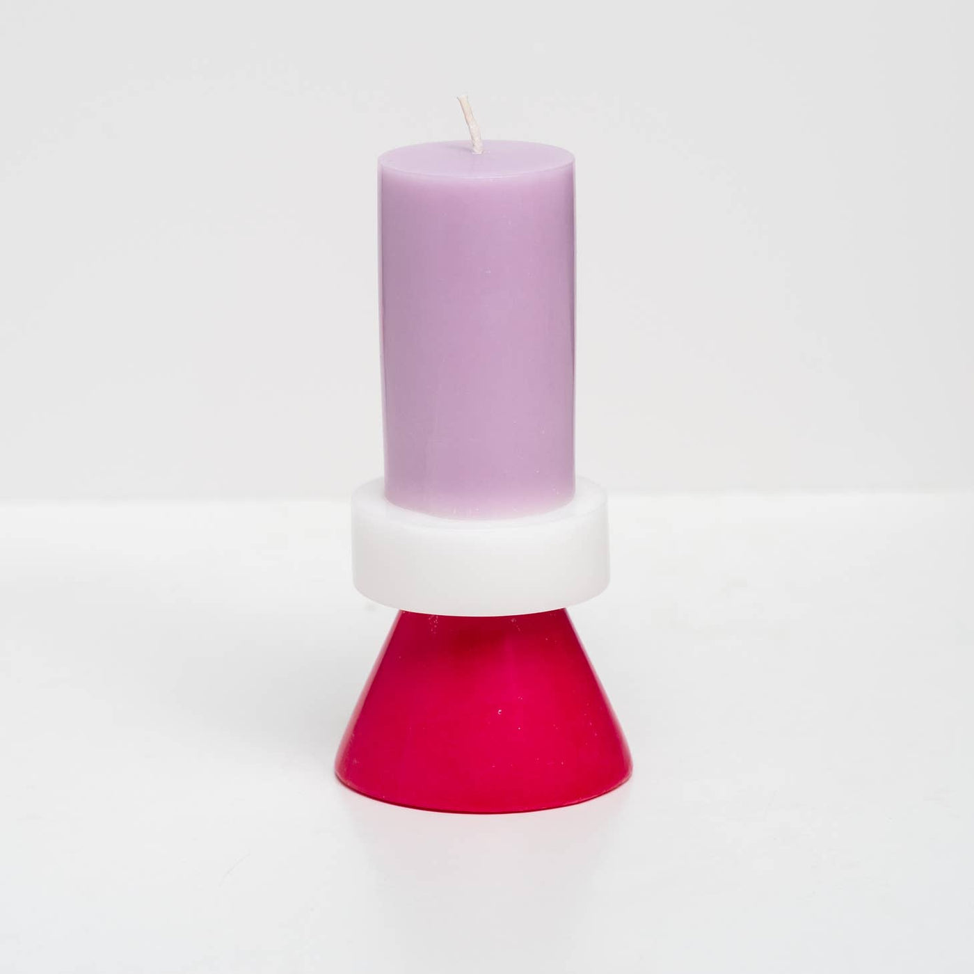 STACK CANDLE TALL - VIOLET / WHITE / GERANIUM