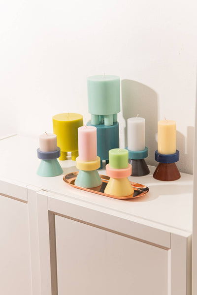 STACK CANDLE TALL - FLOSS PINK / PALE YELLOW / MINT
