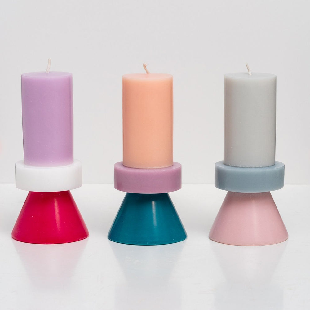 Stapelkerzen TALL - Hellgrau / Pastellblau / Zartrosa