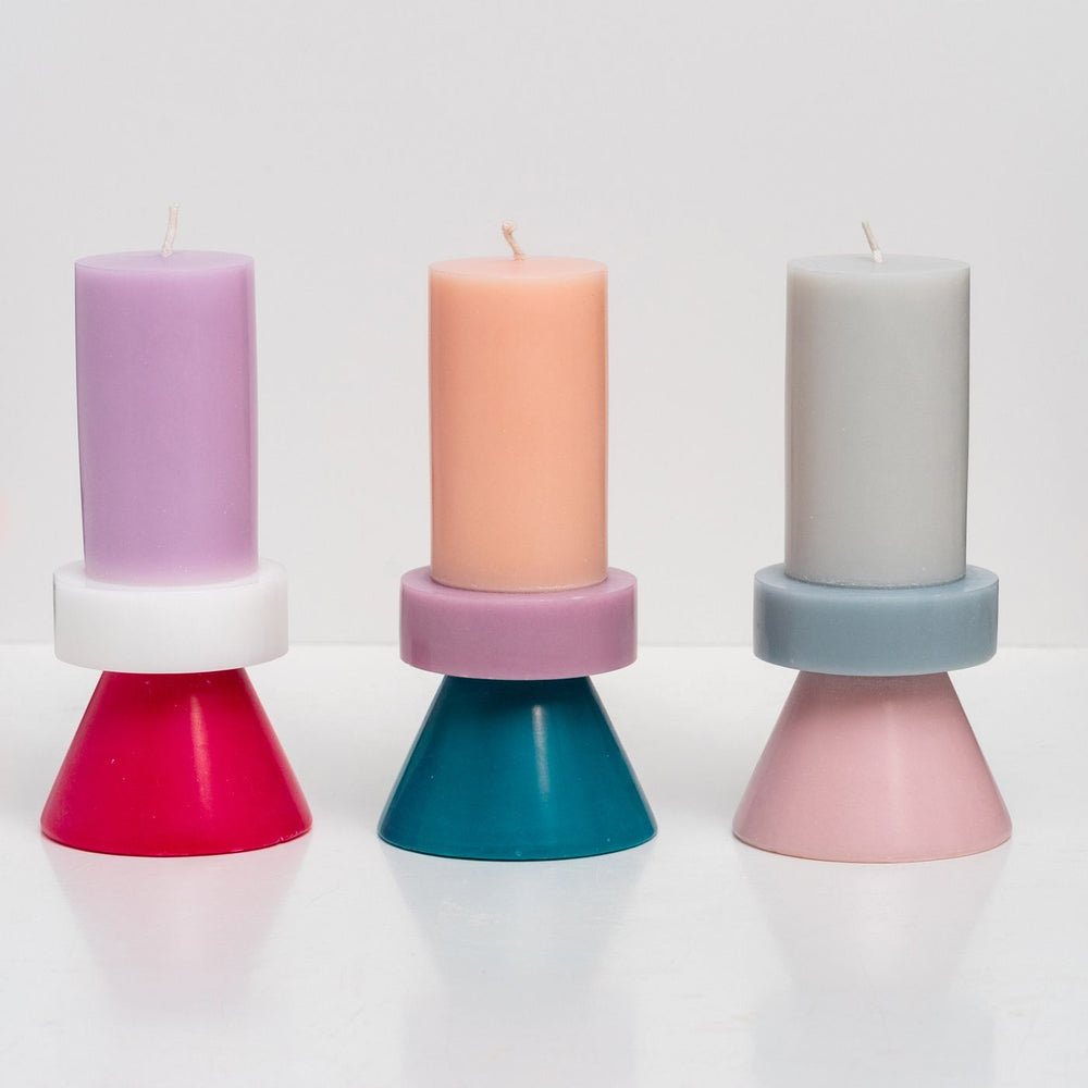 STACK CANDLE TALL - LIGHT GREY / PASTEL BLUE / SOFT PINK