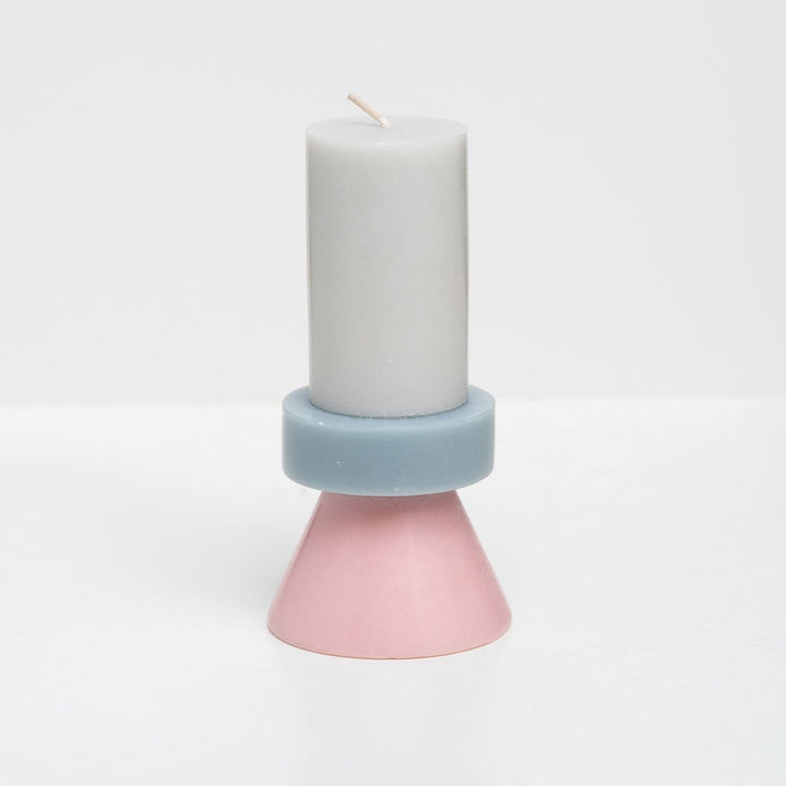 Stapelkerzen TALL - Hellgrau / Pastellblau / Zartrosa