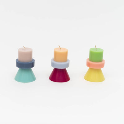STACK CANDLE MINI - LIME GREEN / CORAL / YELLOW