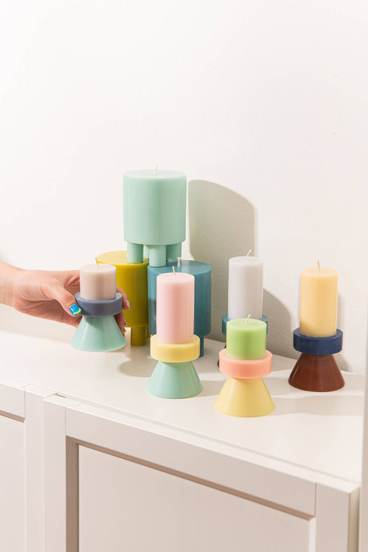 STACK CANDLE MINI - LIME GREEN / CORAL / YELLOW